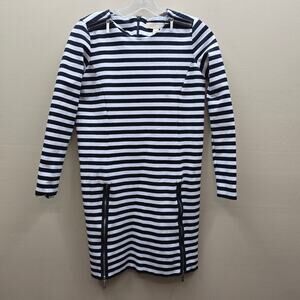 Michael Kors Women's Striped Zipper Detail Shift Dress Black White Size Small